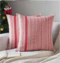 Christmas Pillow Covers 20x20 Inch Set of 2, Farmhouse Boho Christmas Decoration Couch Pillow Cases, Red Accent Pillows of Bed, Sofa Bedroom Living Room Home Decor Cushion Cover
