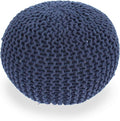 GDFStudio Handcrafted Modern Cotton Pouf Ottoman Foot Stool - Bean Bag Floor Chair - Foot Rest Couch for Living Room Bedroom, Navy