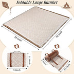VitalCozy Waterproof Picnic Blankets 71×71 inch Outdoor Blanket Foldable 2 in 1 Double Layer Sandproof Beach Mat with Carry Strap for Camping Lawn Park Beach Grass(Khaki)