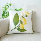 vctops Farmhouse Hibiscus Flowers Cotton Tufted Throw Pillow Cover Spring Floral Embroidery Pillowcase Soft Square Cushion Case for Sofa Couch Bed Chair (Yellow F,18"x18")