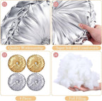 Kathfly Set of 4 Decorative Round Pleated Throw Pillows, Classy Velvet Pumpkin Round Throw Pillows, Decorative Floor Pillow for Bed Chair Home Sofa Decor, 14" Diameter(Gold and Silver)