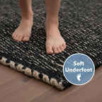 Black 20X30 Jute Rug Braided Construction - Farmhouse Woven Carpet - Mid-Century Modern Floor Covering for Entryway or Kitchen, 20" x 30"