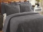 Better Trends Chenille Bedspreads Full/Double Size, Gray 100% Cotton Chenille Stripe Design Tufted Bedding Coverlet Soft Lightweight, 96"x110" with 2 Sham, 3 Pieces Set Jullian Collection