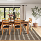 Lahome Elance Striped Easy Jute Rug, 5x7 Dining Room Office Rug Washable Outdoor Patio Rug, Farmhouse Neutral Non Slip Stain Resistance Indoor Outdoor Carpet for Deck Classroom, Khaki