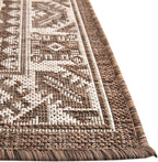 Rugs.com Outdoor Aztec Collection Rug – 13 Ft Square Brown Flatweave-Pile Rug Perfect for Living Rooms, Kitchens, Entryways