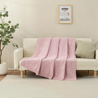 Knitted Throw Blanket 50"X60", Dusty Pink Knit Throws for Bed, Super Soft Boho Chevron Blankets for Couch Sofa Chair Room Decor, Textured Decorative Farmhouse Cozy Lightweight