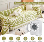 ROOMLIFE Green Boho Couch Cover for 3 Cushion Couch L Shape Sofa Covers for Sectional Sofa Reversible Silpcover for Dogs Washable Chenille Furniture Protector for Living Room, 71"x134"