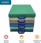 Factory Direct Partners SoftScape 15 inch Square Classroom Floor Cushions with Handles; Flexible Seating for Daycare, Preschool, Playroom; 2 inch Thick Deluxe Foam (6-Piece) - Contemporary, 12228-CT