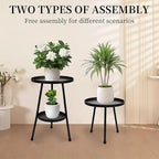 Metal Plant Stand, Plant Stand Indoor Outdoor, Metal Rustproof Flowers, Urban and Rustic Outdoor Plants Stands, Flower Pot Stand Suitable for Living Room, Balcony, Garden (Double Deck,Black)