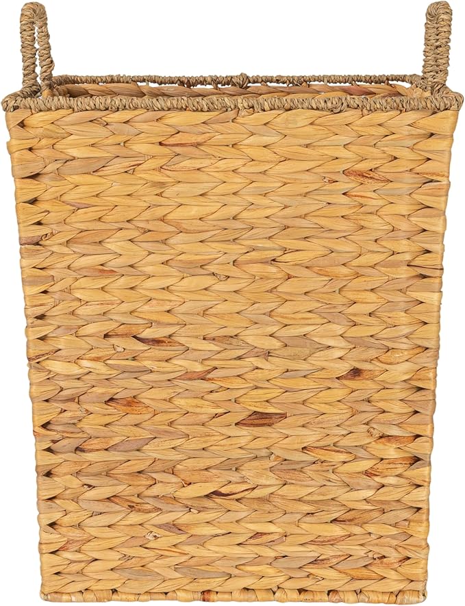 Household Essentials Square Handwoven Water Hyacinth and Seagrass Basket with Handles, Natural