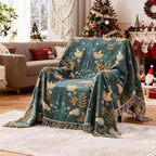 Boho Blanket for Bed 100% Cotton Bohemian Throw Blankets Ultra Soft Woven Muslin Decorative Blankets All Seasons Vintage Quilt Knitted Blanket for Sofa Chair(Blue, 90"x98")