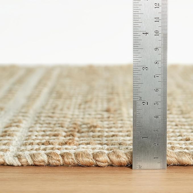 Dash and Albert Arbor Jute Area Rug - 8.5 X 11.5 Ivory Stripe Handwoven Accent Rug - Durable, Eco-Friendly, High Traffic Area Kitchen, Hallway, Bedroom - Premium Luxury Hotel Quality Soft Breathable