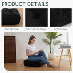 HIGOGOGO Tufted Corduroy Recliner Seat Cushion for Elderly, 20x20x6 Inch Extra Large Square Seat Cushion for Recliner Chair, Floor Pillow, Office Chair, Car, No Pressure on Thighs, Black