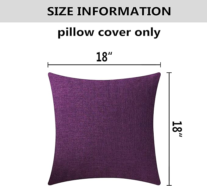Home Brilliant Pillow Cases 18x18 Decoration Linen Burlap Cushion Cover for Living Room, Purple, 45cm