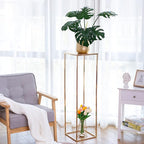 Gold Stand Wedding Centerpieces for Tables - 39.4in Tall Vases for Centerpieces, 2 Pcs Metal Column Flower Stand, Rectangular Flower Display Rack, Wedding Decorations for Tables, Party, Events, Home