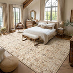 Washable Rugs for Living Room: 10x14 Area Rugs for Bedroom Ultral Soft Non-Slip Stain Resistant Vintage Boho Large Carpet for High-Traffic Dining Room - Farmhouse Decor