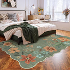 Lahome Floral Living Room Rugs, Area Rugs 5x7 Rug for Bedroom Ultra-Thin Soft Rug, Non-Slip Washable Rugs Stain Resistant Boho Rug Flore Throw Rug for ‎Dining Room Office (5x7ft,Green)