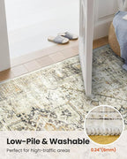 AMADA HOMEFURNISHING 2x6 Washable Runner Rug, Non-Slip Backing & Durable Edge Binding, Vintage Entryway Runner Rug for Bedroom & Hallway