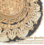 LOMOHOO Set of 9 Boho Wall Basket Decor Wicker Woven Wall Basket Decorations Bohemian Handcrafted Round Basket Hanging decor Bulrush Wall Art Decors for Living Room Rustic Home