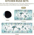 Sea Turtle Rugs for Kitchen Floor, Coastal Beach Anti Fatigue Mats for Kitchen Floor Non Slip, 2PCS Rubber Kitchen Mat, Washable Cushioned Carpet for Sink Laundry Christmas 15.7"×27.5" +15.7"×47"3.5mm