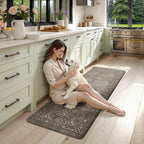 KIMODE Kitchen Mats Cushioned Anti Fatigue, Farmhouse Kitchen Runner Rugs, Grey/Green Rugs for Kitchen Floor, Kitchen Floor Mat Non Slip, Comfort Standing Mat for Laundry Office Sink Desk 24"x59"