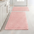 MIULEE Set of 2 Waffle Bathroom Rugs, Boho Bath Rugs Non Slip Washable, Super Absorbent Bath Mats, Ultra Soft Rubber Backed Shower Mats for Bathroom Floor, Tub, Pink, 17"x24"+18"x30"