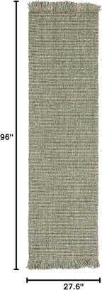 SAFAVIEH Natural Fiber Collection Runner Rug - 2'3" x 8', Green & Natural, Handmade Woven Fringe Jute, Ideal for High Traffic Areas in Living Room, Bedroom (NF826Y)