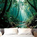 Atrippy Forest Nature Green Tapestry for Bedroom, Misty Landscape Backdrop Wall Hanging Aesthetic, Large Wall Mural Rainforest Stream Tapestries Outdoor Art Decor for Living Room Dorm 51x60 Inches