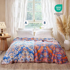 Boho Throw Blanket - 100% Cotton Ultra Soft Muslin Spring Blanket, 60"x80" Lightweight Floral Bird Framhouse Bedding Blanket for Bed, All Season Blue Bohemian Bedroom Home Decor Quilt