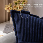 MIULEE Decorative Throw Pillow Covers for Couch Bed Livingroom 16x16 Inch Set of 2 Navy Blue Boho Accent Throw Pllows Broadside Striped Patchwork Soft Corduroy Summer Coastal Pillowcases