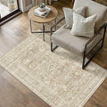 3x5 Washable Area Rug for Entryway Vintage Beige Non Slip Low Pile Carpet Traditional Retro Soft Throw Rug for Entrance Bathroom Door Mat Indoor Dorm Dining Room