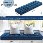 Geelin 48x18 Inch Bench Cushions for Indoor Furniture Window Chenille Velvet Navy Blue Button Tufted Thicken Seat Pad Mat with Memory Foam Sofa Chair Daybed Floor Pillow for Living Room Porch Swing