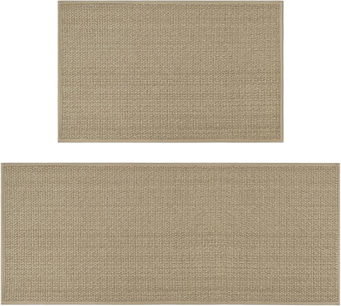 Artoid Mode Washable Non Slip Kitchen Rugs and Mats Set of 2, Rubber Backing Absorbent Kitchen Mats for Floor Front of Sink - 20x32 and 20x48 Inch