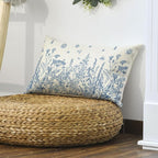 AVOIN colorlife Wildflowers Spring Summer Antique Herbs Blue Throw Pillow Cover, 12 x 20 Inch Flower Cushion Case Decoration for Sofa Couch
