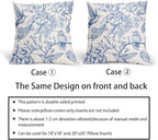 Chinoiserie Blue White Floral Pillow Covers 18X18 Inch French Country Vintage Flowers Bird Decorative Pillow Cases Set of 2 Seasonal Cotton Linen Throw Pillows Farmhouse Home Decor For Sofa Couch