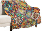 Boho Floral Throw Blanket Colorful Mandala Bohemian Indian Hippie Vintage Blanket for Sofa Bed Couch Chair or Dorm 50"x60"