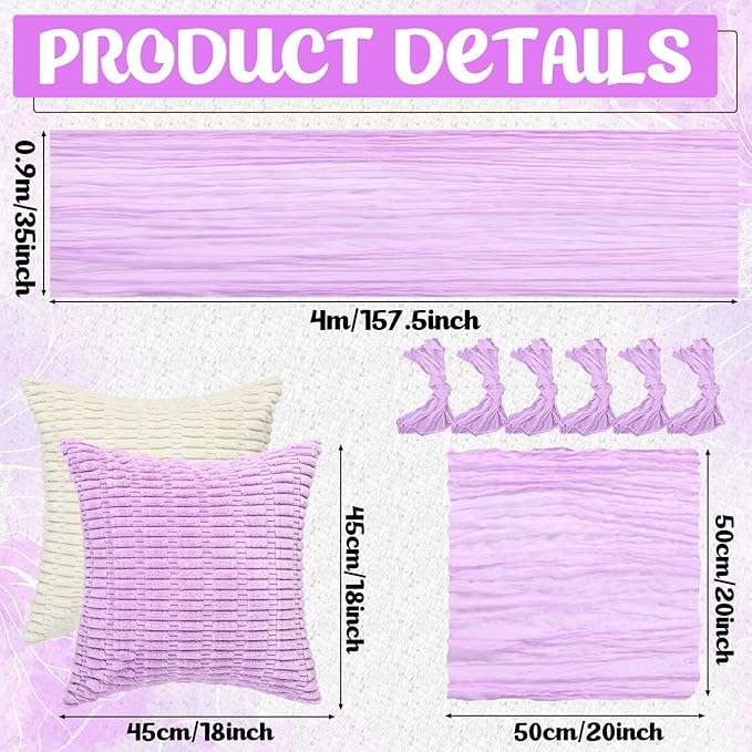 91 x 71 Extra Large Outdoor Boho Picnic Blanket with Purple Table Runner, 6 Throw Pillow Covers 6 Napkins Woven Cotton Yarn Oversize Beach Blanket Washable Picnic Camp Wedding