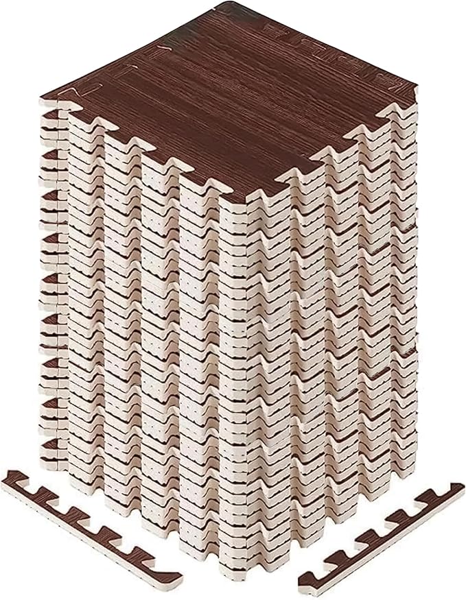 Yes4All EVA Interlocking Mats, Puzzle Floor Tiles, Foam Floor Padding with Border for Furniture, Home Space, Living Room, Garage 11,22,32 SQFT
