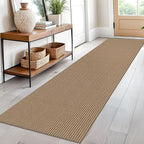 EARTHALL Woven Runner Rug 2x10 Ft Washable Runners for Hallways Long Cotton Non Slip Rubber Backed Kitchen Runner Braided Indoor Floor Carpet for Entryway, Hallway, Kitchen, Orange/Tan/Brown