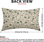 Brown Green Floral Pillow Covers 12x20 Set of 2 Vintage Rustic Old Style Cute Small Flower Print Rectangle Decorative Outdoor Pillowcases Farmhouse Throw Cushion Case Decor for Couch Sofa Bed