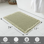 MIULEE Set of 2 Waffle Bathroom Rugs, Boho Bath Rugs Non Slip Washable, Super Absorbent Bath Mats, Ultra Soft Rubber Backed Shower Mats for Bathroom Floor, Tub and Shower, Sage Green, 17x24 Inch