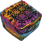 CRAFT KALA Square Mandala Floor Pillow Cushion Cover Seating Throw Cover Hippie Decorative Bohemian Ottoman Poufs Cover Pillow Cases Cotton Living Room Home Décor 20X20X14 inch, Multi U.p Elephant