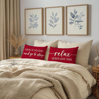 Red Christmas Pillow Covers 12x20 Inch Set of 2 – Relax God’s Got This/Give It to God and Go to Sleep – Christian Holiday Throw Pillowcase, Gift for Women
