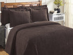Better Trends Chenille Bedspreads King Size, Chocolate 100% Cotton Chenille Stripe Design Tufted Bedding Coverlet Soft Lightweight, 120"x110" with 2 King Sham 3 Pieces Set Jullian Collection