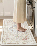 DEXI Kitchen Mats for Floor Cushioned, 23x35 Wide Runner Rug Non Slip, Waterproof Soft Comfort Standing Padded Anti Fatigue Decorative, Light Beige