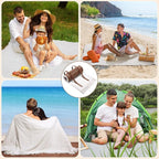 VitalCozy Waterproof Picnic Blankets Outdoor Blanket Foldable 2 in 1 Double Layer Sandproof Beach Mat with Carry Strap for Camping Lawn Park Beach Grass(White)