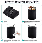 YOUDENOVA Woven Rope Laundry Hamper Basket, 58L Tall Laundry Basket, Baby Nursery Hamper for Blanket Storage in Bedroom-Large- Black
