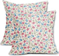 Easter Pink Blue Floral Pillow Covers 16x16 Set of 2 Spring Vintage Rustic Old Style Cute Flower Cream Print Decorative Outdoor Pillowcases Farmhouse Throw Cushion Case Decor for Couch Sofa Bed