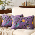 MUSSEL Light Purple Floral Pillow Covers 12x20 Set of 2, Velvet Wild Flower Plant Throw Pillows Case, Square Farmhouse Decor Cushion Covers for Home Sofa Bed Couch