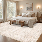 Area Rugs 10x12 Living Room Rug: Washable Rug Soft Vintage Boho Carpet Indoor Floor Non-Slip Stain Resistant Large Carpets for Bedroom Dining Room Farmhouse Nursery Home Office Beige